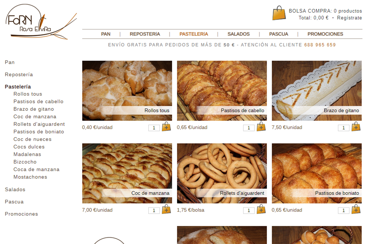 Tienda online Panadería Rosa Elvira